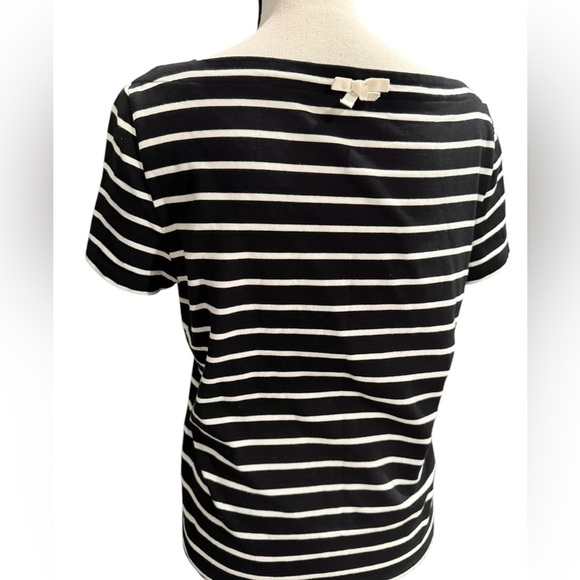 Kate Spade broome street short sleeve stripe top shirt luxury cotton comfort bow - Picture 4 of 9